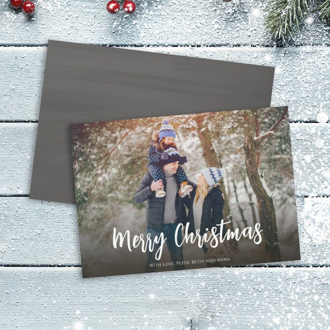 Cartes Pour Fêtes Annuelles Joyeux Script de Noël Simple Vignette douce (Créateur téléchargé)