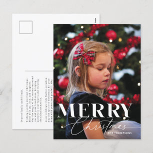 Cartes Pour Fêtes Annuelles Joyeux script magique Serif Portrait de Noël Photo