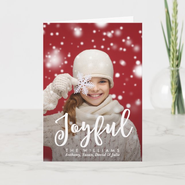 Cartes Pour Fêtes Annuelles Joyeux Script moderne Noël | Photo de vacances (Devant)
