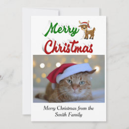 Cartes Pour Fêtes Annuelles Joyeux script photo Christmas Reindeer