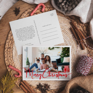 Cartes Pour Fêtes Annuelles Joyeux Script Rouge Festif Noël Année En Revue