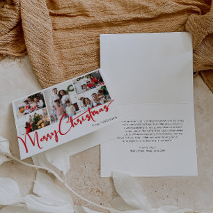 Cartes Pour Fêtes Annuelles Joyeux Script rouge Noël Plié 5 Photo