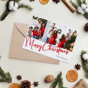 Cartes Pour Fêtes Annuelles Joyeux Script rouge Noël Six Photo