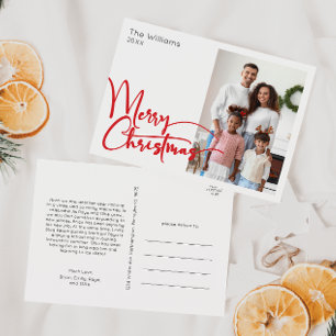 Cartes Pour Fêtes Annuelles Joyeux Script rouge Noël Une photo