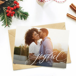 Cartes Pour Fêtes Annuelles Joyeux simple une photo rouge Noël