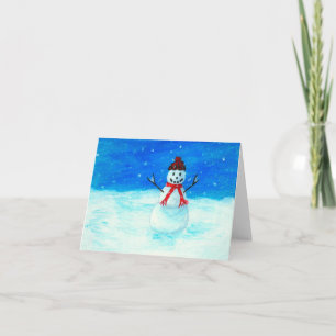 Cartes Pour Fêtes Annuelles Joyeux Snowman paysage Art neige neige