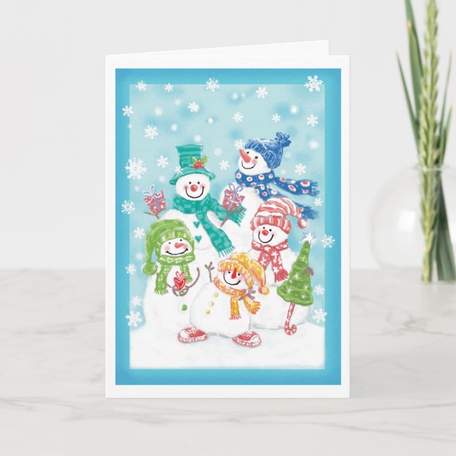 Cartes Pour Fêtes Annuelles Joyeux Snowmen (Devant)