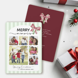 Cartes Pour Fêtes Annuelles Joyeux souvenirs Photo Collage Message Bow Noël