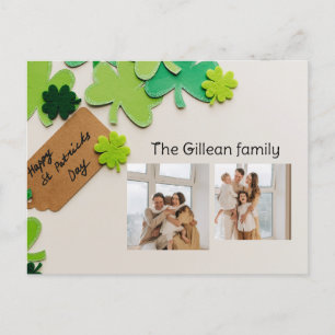 Cartes Pour Fêtes Annuelles Joyeux St. patrick jour famille Shamrock deux phot