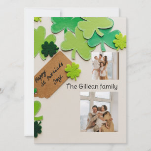 Cartes Pour Fêtes Annuelles Joyeux St. patrick jour famille Shamrock deux phot