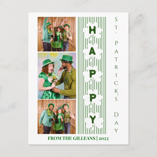 Cartes Pour Fêtes Annuelles Joyeux St. patrick jour photo de famille Shamrock (Devant)