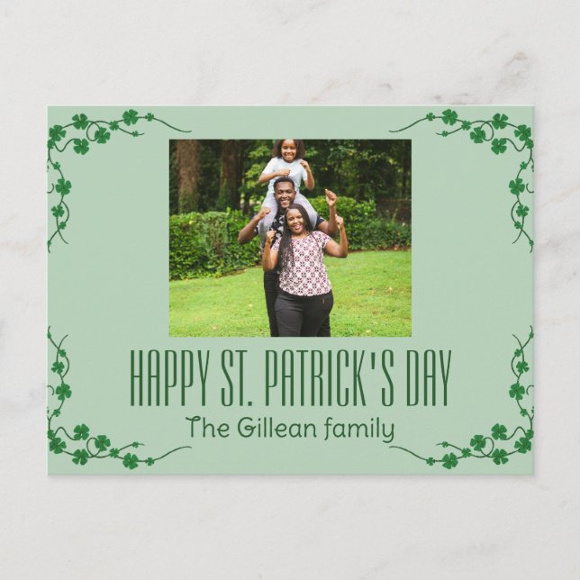 Cartes Pour Fêtes Annuelles Joyeux St. patrick jour photo de famille Shamrock (Devant)