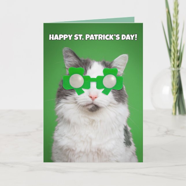 Cartes Pour Fêtes Annuelles Joyeux St. Patrick's Day Cute Cat (Devant)