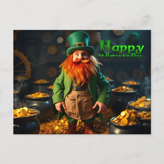Cartes Pour Fêtes Annuelles Joyeux St Patrick's Day Leprechaun HPostC04 Holida (Devant)