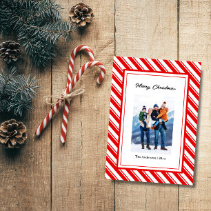 Cartes Pour Fêtes Annuelles Joyeux Sucre de canne de Noël Photo personnalisée