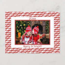 Cartes Pour Fêtes Annuelles Joyeux Sucre de canne photo Noël brillant Rouge Bl