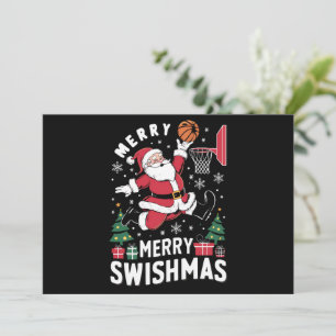 Cartes Pour Fêtes Annuelles Joyeux Swishmas Noël Père Noël Jouer Basketball