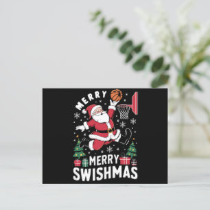 Cartes Pour Fêtes Annuelles Joyeux Swishmas Noël Santa Jouant au Basketball 