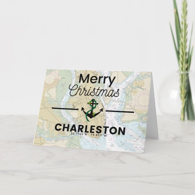 Cartes Pour Fêtes Annuelles Joyeux tableau de Noël - Charleston (Devant)