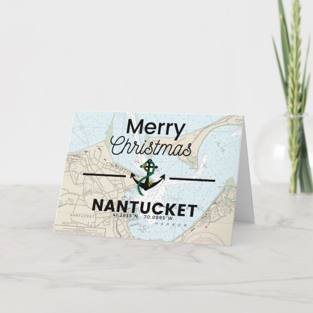 Cartes Pour Fêtes Annuelles Joyeux tableau de Noël - Nantucket (Devant)