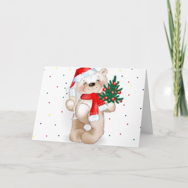 Cartes Pour Fêtes Annuelles Joyeux Teddy Bear (Devant)