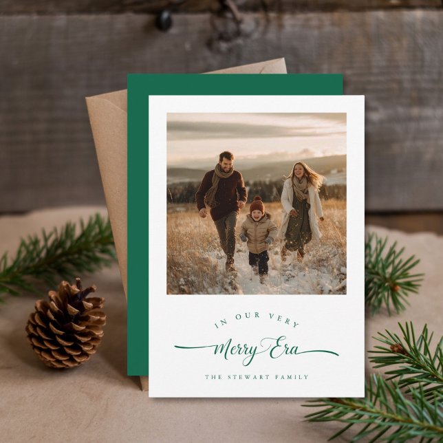 Cartes Pour Fêtes Annuelles Joyeux temps amusant unique photo vert Noël (Créateur téléchargé)