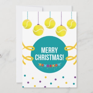 Cartes Pour Fêtes Annuelles Joyeux Tennis Xmas Fun Sport Festif Ball
