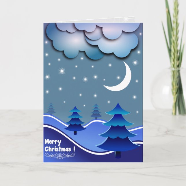 Cartes Pour Fêtes Annuelles Joyeux texte blanc de Noël (Devant)