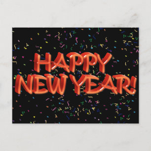 Cartes Pour Fêtes Annuelles Joyeux texte rouge du Nouvel An avec Confetti