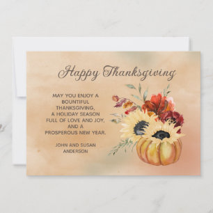 Cartes Pour Fêtes Annuelles Joyeux Thanksgiving Citrouille Tournesols Botaniqu