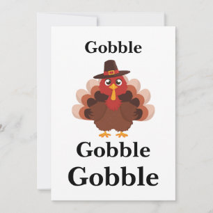 Cartes Pour Fêtes Annuelles Joyeux Thanksgiving Gobble Dinde Mignon Minimalist