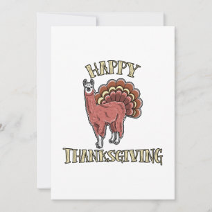 Cartes Pour Fêtes Annuelles Joyeux Thanksgiving Lama Alpaca Dinde Amusement Ca
