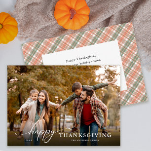 Cartes Pour Fêtes Annuelles Joyeux Thanksgiving Moderne Écriture Complète Phot