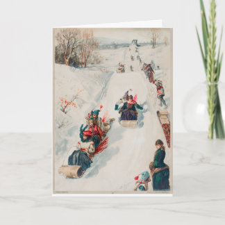 Cartes Pour Fêtes Annuelles Joyeux Tobogganing Holidays