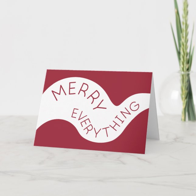 Cartes Pour Fêtes Annuelles Joyeux Tout Bourgogne Typographie Courbée (Devant)