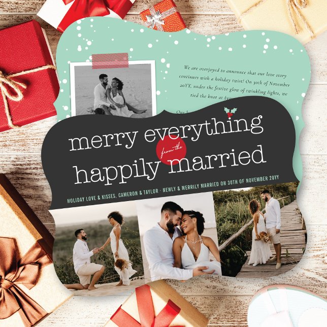 Cartes Pour Fêtes Annuelles Joyeux Tout De La Photo Happily Married 3 (Créateur téléchargé)