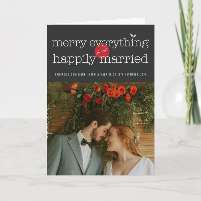 Cartes Pour Fêtes Annuelles Joyeux Tout De La Photo Joyeusement Mariée (Devant)