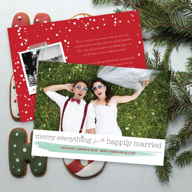 Cartes Pour Fêtes Annuelles Joyeux Tout De La Photo Joyeusement Mariée (Créateur téléchargé)