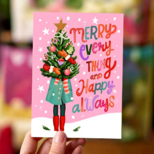 Cartes Pour Fêtes Annuelles Joyeux tout et heureux toujours Noël mignon