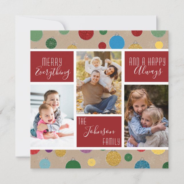 Cartes Pour Fêtes Annuelles Joyeux Tout Joyeux Toujours Rouge Photo Collage (Devant)