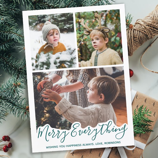 Cartes Pour Fêtes Annuelles Joyeux tout Personnalisé Moderne 3 Photos (Créateur téléchargé)