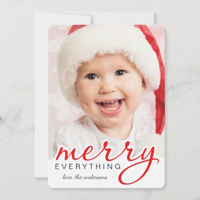 Cartes Pour Fêtes Annuelles Joyeux tout photo audacieuse de manuscrit de main (Devant)