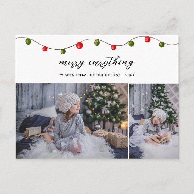 Cartes Pour Fêtes Annuelles Joyeux Tout Script Photo Lumières de vacances (Devant)