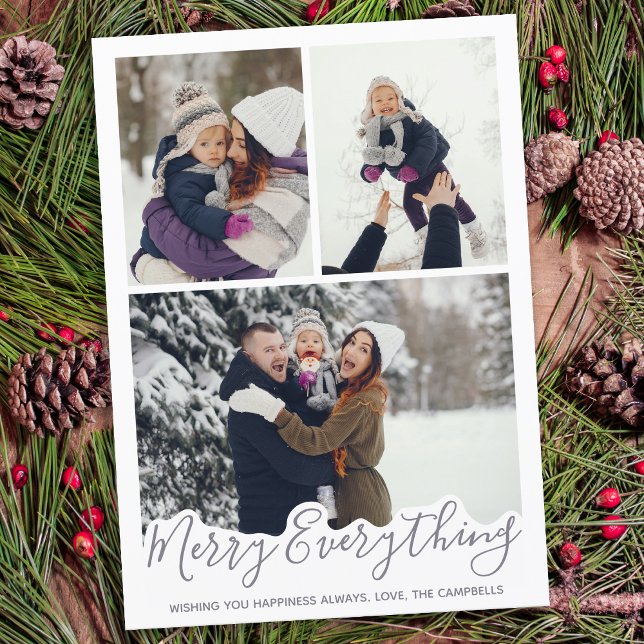 Cartes Pour Fêtes Annuelles Joyeux tout Simple Gris Photo Famille (Créateur téléchargé)