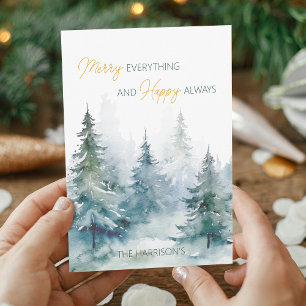 Cartes Pour Fêtes Annuelles Joyeux Tout Toujours Heureux Arbres d'Hiver Plat