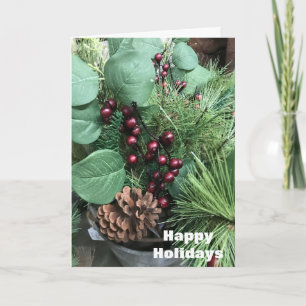 CARTES POUR FÊTES ANNUELLES JOYEUX VACANCES AVEC DÉCORATION DE NOËL