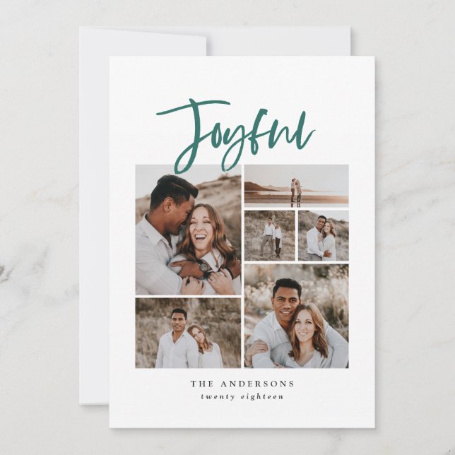 Cartes Pour Fêtes Annuelles Joyeux vacances multi photo Noël turquoise (Devant)