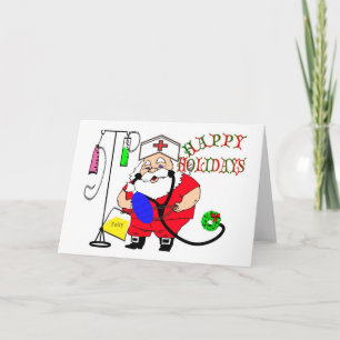 CARTES POUR FÊTES ANNUELLES JOYEUX VACANCES PÈRE NOËL NURSE