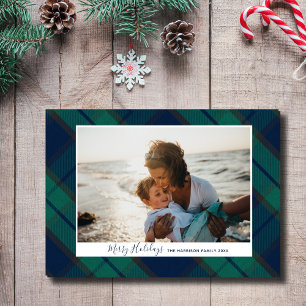 Cartes Pour Fêtes Annuelles Joyeux vacances Photo Black Watch Tartan Plaid