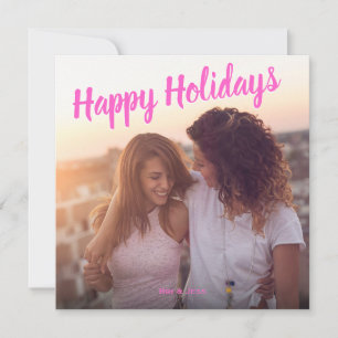 Cartes Pour Fêtes Annuelles Joyeux Vacances rose deux Carré photo